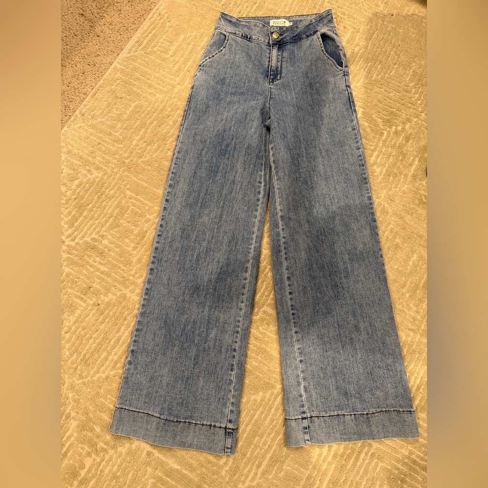 Molly Bracken Light Blue High-Rise Wide-Leg Jeans